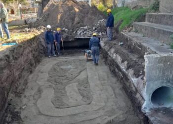 Importante obra de reparación, sustitución y ampliación de la red pluvial en la Plaza de Deportes de Colonia